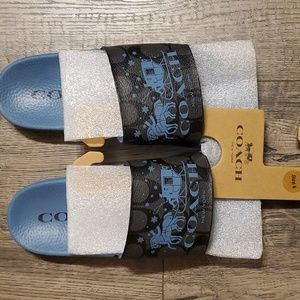 Coach Uli Sport Slide In Signature Canvas With Horse And Sleigh NWT Size 6